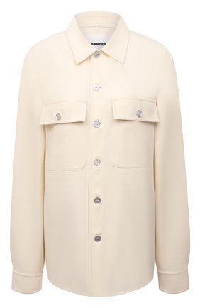 Женская шерстяная рубашка JIL SANDER кремвого цвета по цене 76450 руб., арт. JPPT600105-WT212500 | Фото 1 Женская шерстяная рубашка JIL SANDER кремвого цвета, арт. JPPT600105-WT212500 | Фото 1 (Материал подклада: Вискоза; Рукава: Длинные; Материал внешний: Шерсть; Длина (для топов): Удлиненные; Стили: Минимализм; Принт: Без принта; Женское Кросс-КТ: Рубашка-одежда)