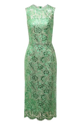 Женское хлопковое платье DOLCE & GABBANA зеленого цвета по цене 186000 руб., арт. F6R5VT/HLM4T | Фото 1 Женское хлопковое платье DOLCE & GABBANA зеленого цвета, арт. F6R5VT/HLM4T | Фото 1 (Материал подклада: Шелк; Материал внешний: Хлопок; Стили: Гламурный; Случай: Вечерний; Женское Кросс-КТ: Платье-одежда; Длина Ж (юбки, платья, шорты): До колена)