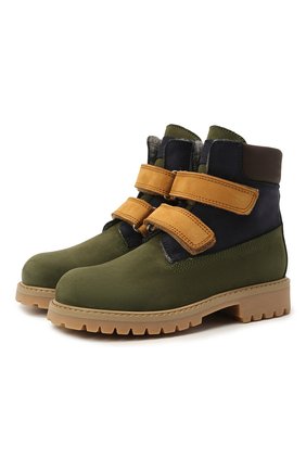 Детские кожаные ботинки GALLUCCI зеленого цвета, арт. J30097AM/TR L G0M NAB/NAB/NAB 1 | Фото 1 (Материал утеплителя: Шерсть, Натуральный мех; Материал внешний: Кожа; Региональные ограничения белый список (Axapta Mercury): RU)