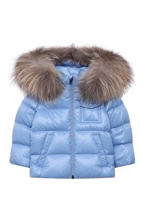Детского пуховая куртка MONCLER голубого цвета по цене 48500 руб., арт. G2-951-1A526-02-68950 | Фото 1 Детского пуховая куртка MONCLER голубого цвета, арт. G2-951-1A526-02-68950 | Фото 1 (Материал утеплителя: Пух и перо; Материал внешний: Синтетический материал; Материал подклада: Синтетический материал; Рукава: Длинные; Ростовка одежда: 12 мес | 80 см, 18 мес | 86 см, 24 мес | 92 см, 36 мес | 98 см)