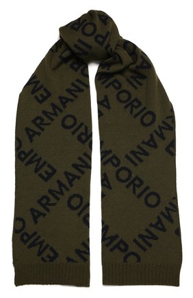 Детский комплект из шапки и шарфа EMPORIO ARMANI хаки цвета по цене 17950 руб., арт. 407513/1A765 | Фото 5 Детский комплект из шапки и шарфа EMPORIO ARMANI хаки цвета, арт. 407513/1A765 | Фото 5 (Материал: Шерсть)