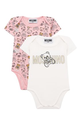 Детское комплект из двух боди MOSCHINO розового цвета по цене 10550 руб., арт. MSY017/LAB27 | Фото 1 Детское комплект из двух боди MOSCHINO розового цвета, арт. MSY017/LAB27 | Фото 1 (Рукава: Короткие; Материал внешний: Хлопок; Ростовка одежда: 0 - 3 мес | 50 - 60 см, 12 мес | 80 см, 3 мес | 62 см, 6 мес | 68 см, 9 мес | 74 см)