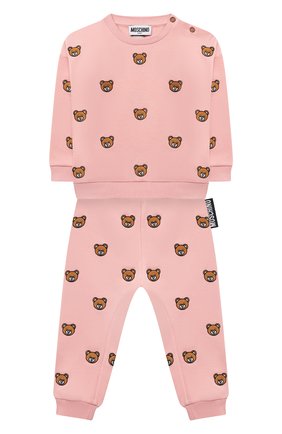 Детский комплект из свитшота и брюк MOSCHINO розового цвета по цене 19750 руб., арт. MUK038/LDB78 | Фото 1 Детский комплект из свитшота и брюк MOSCHINO розового цвета, арт. MUK038/LDB78 | Фото 1 (Материал внешний: Хлопок; Рукава: Длинные; Ростовка одежда: 12 мес | 80 см, 18 мес | 86 см, 24 мес | 92 см, 3 мес | 62 см, 36 мес | 98 см, 6 мес | 68 см, 9 мес | 74 см)