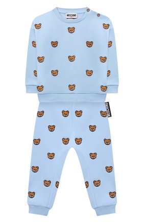 Детский комплект из свитшота и брюк MOSCHINO голубого цвета по цене 19750 руб., арт. MUK038/LDB78 | Фото 1 Детский комплект из свитшота и брюк MOSCHINO голубого цвета, арт. MUK038/LDB78 | Фото 1 (Рукава: Длинные; Материал внешний: Хлопок; Ростовка одежда: 12 мес | 80 см, 18 мес | 86 см, 24 мес | 92 см, 36 мес | 98 см, 6 мес | 68 см, 9 мес | 74 см)