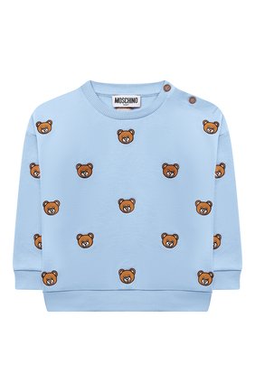 Детский комплект из свитшота и брюк MOSCHINO голубого цвета по цене 19750 руб., арт. MUK038/LDB78 | Фото 2 Детский комплект из свитшота и брюк MOSCHINO голубого цвета, арт. MUK038/LDB78 | Фото 2 (Рукава: Длинные; Материал внешний: Хлопок; Ростовка одежда: 12 мес | 80 см, 18 мес | 86 см, 24 мес | 92 см, 36 мес | 98 см, 6 мес | 68 см, 9 мес | 74 см)