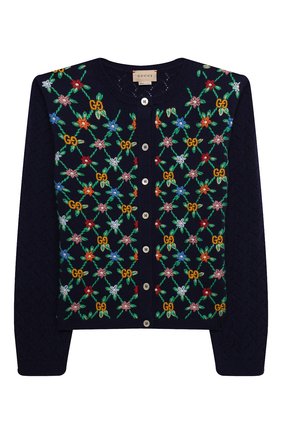 Детский шерстяной кардиган GUCCI синего цвета по цене 48150 руб., арт. 657347/XKBX9 | Фото 1 Детский шерстяной кардиган GUCCI синего цвета, арт. 657347/XKBX9 | Фото 1