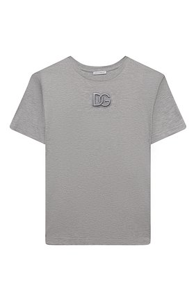 Детская хлопковая футболка DOLCE & GABBANA серого цвета по цене 10650 руб., арт. L4JT9A/G7BIV/2-6 | Фото 1 Детская хлопковая футболка DOLCE & GABBANA серого цвета, арт. L4JT9A/G7BIV/2-6 | Фото 1