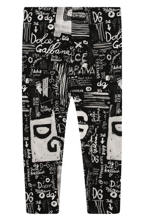Детские хлопковые брюки DOLCE & GABBANA черно-белого цвета по цене 12350 руб., арт. L2JP5B/FSGX2 | Фото 2 Детские хлопковые брюки DOLCE & GABBANA черно-белого цвета, арт. L2JP5B/FSGX2 | Фото 2 (Материал внешний: Хлопок; Ростовка одежда: 12 мес | 80 см, 18 мес | 86 см, 36 мес | 98 см)