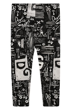 Детские хлопковые брюки DOLCE & GABBANA черно-белого цвета, арт. L2JP5B/FSGX2 | Фото 2 (Материал внешний: Хлопок; Ростовка одежда: 12 мес | 80 см, 18 мес | 86 см, 36 мес | 98 см)