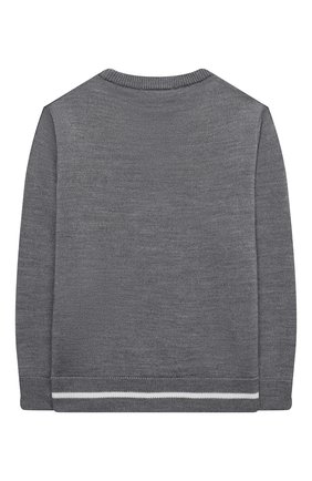 Детский пуловер EMPORIO ARMANI серого цвета по цене 11650 руб., арт. 6K4M53/4M1DZ | Фото 2 Детский пуловер EMPORIO ARMANI серого цвета, арт. 6K4M53/4M1DZ | Фото 2 (Материал внешний: Синтетический материал, Шерсть; Рукава: Длинные; Мальчики Кросс-КТ: Пуловер-одежда; Ростовка одежда: 10 - 11 лет | 140 - 146см, 13 - 15 лет | 158 см, 16 лет | 164 см, 4 года | 104 см, 5 лет | 110 см, 6 лет | 116 см, 7 лет | 122 см, 8 лет | 128 см)