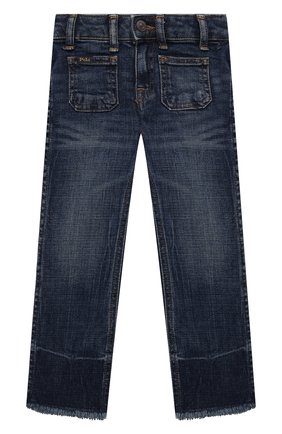 Детские джинсы POLO RALPH LAUREN синего цвета, арт. 311832766 | Фото 1 (Материал внешний: Хлопок; Детали: Потертости; Ростовка одежда: 18 мес | 86 см, 3 года | 98 см, 4 года | 104 см)