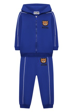 Детский комплект из толстовки и джоггеров MOSCHINO синего цвета по цене 19750 руб., арт. MUK03B/LDA17 | Фото 1 Детский комплект из толстовки и джоггеров MOSCHINO синего цвета, арт. MUK03B/LDA17 | Фото 1 (Рукава: Длинные; Материал внешний: Хлопок; Ростовка одежда: 12 мес | 80 см, 18 мес | 86 см, 24 мес | 92 см, 3 мес | 62 см, 36 мес | 98 см, 6 мес | 68 см, 9 мес | 74 см)