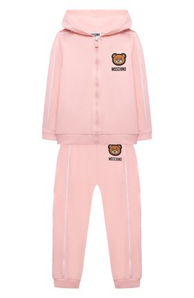 Детский комплект из толстовки и джоггеров MOSCHINO розового цвета по цене 19750 руб., арт. MUK03B/LDA17 | Фото 1 Детский комплект из толстовки и джоггеров MOSCHINO розового цвета, арт. MUK03B/LDA17 | Фото 1 (Материал внешний: Хлопок; Рукава: Длинные; Ростовка одежда: 12 мес | 80 см, 18 мес | 86 см, 24 мес | 92 см, 3 мес | 62 см, 36 мес | 98 см, 6 мес | 68 см, 9 мес | 74 см)