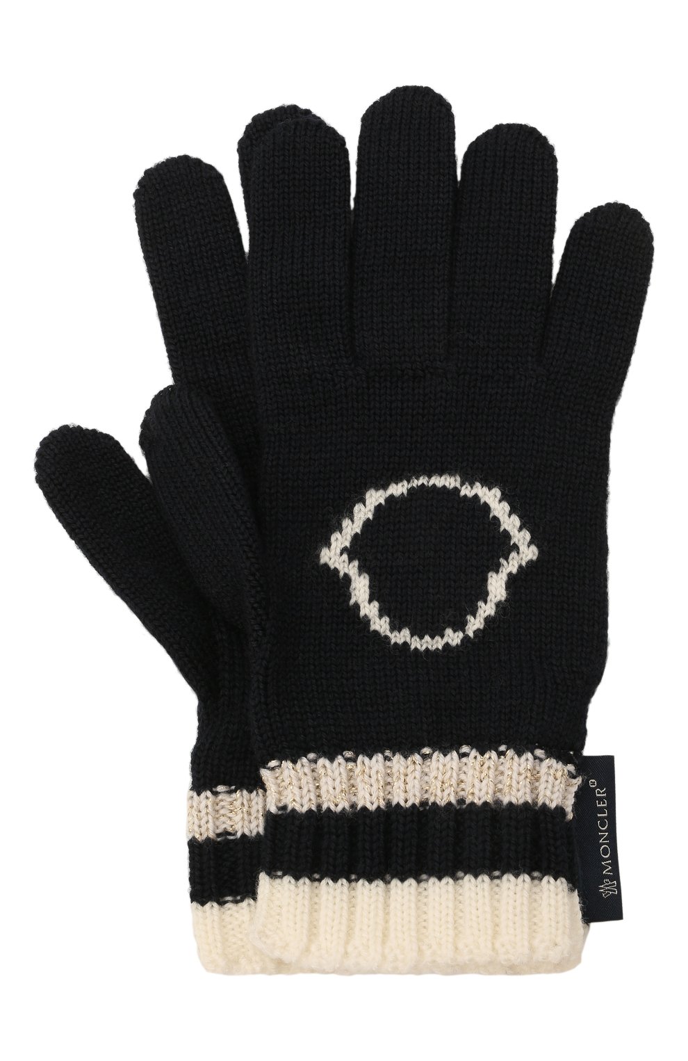 Детские шерстяные перчатки MONCLER темно-синего цвета, арт. G2-954-9Z727-10-A9634 | Фото 1 (Материал: Шерсть)