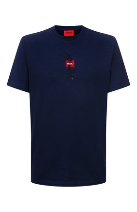 Мужская хлопковая футболка HUGO темно-синего цвета по цене 7600 руб., арт. 50448452 | Фото 1 Мужская хлопковая футболка HUGO темно-синего цвета, арт. 50448452 | Фото 1