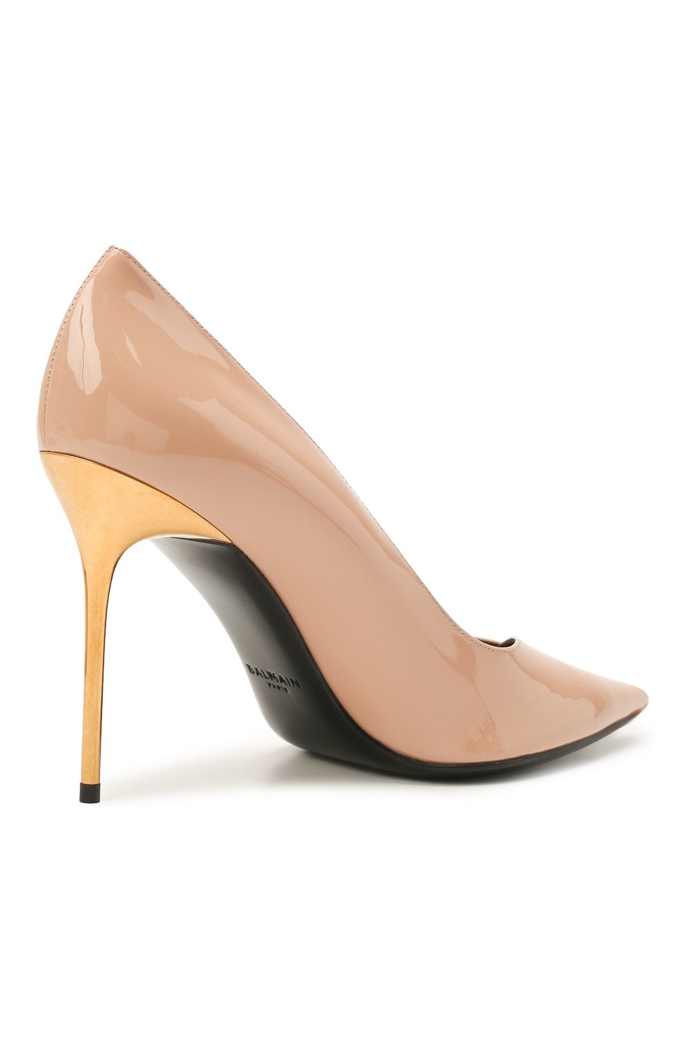 Женские кожаные туфли BALMAIN бежевого цвета, арт. UN1C517/LVRE | Фото 4 (Каблук высота: Высокий; Материал внешний: Кожа; Материал внутренний: Натуральная кожа; Каблук тип: Шпилька; Подошва: Плоская)