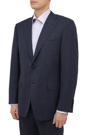 Мужской шерстяной костюм CANALI синего цвета по цене 167000 руб., арт. E11220/10/BX01813 | Фото 2 Мужской шерстяной костюм CANALI синего цвета, арт. E11220/10/BX01813 | Фото 2 (Материал внешний: Шерсть; Материал подклада: Купро; Стили: Классический; Костюмы М: Однобортный; Рукава: Длинные)