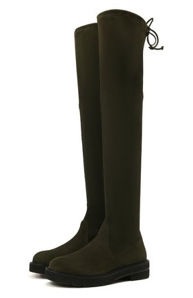 Женские замшевые ботфорты lowland lift STUART WEITZMAN темно-зеленого цвета по цене 88500 руб., арт. S5610 | Фото 1 Женские замшевые ботфорты lowland lift STUART WEITZMAN темно-зеленого цвета, арт. S5610 | Фото 1