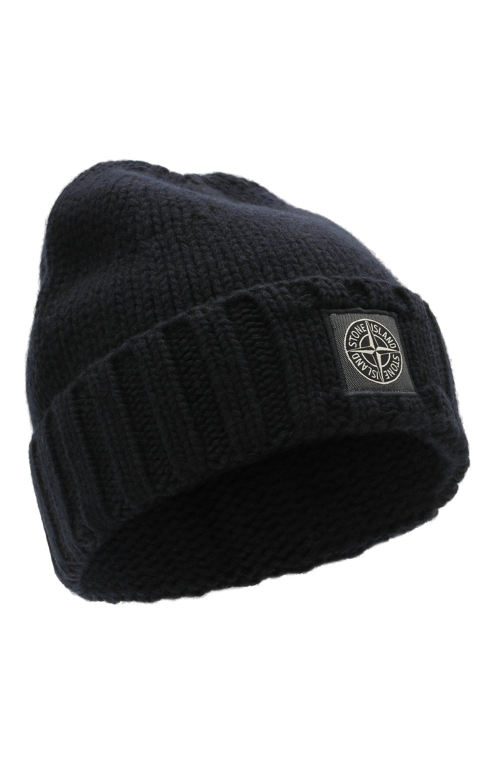 Мужская шерстяная шапка STONE ISLAND темно-синего цвета, арт. 7515N17D6 | Фото 1 (Материал: Шерсть; Кросс-КТ: Трикотаж)