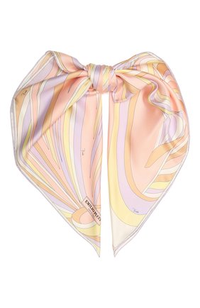 Женский шелковый платок EMILIO PUCCI светло-розового цвета, арт. 1RGB32/1RV32 | Фото 1 (Материал: Текстиль, Шелк; Принт: С принтом)
