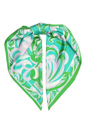 Женский шелковый платок EMILIO PUCCI зеленого цвета по цене 29900 руб., арт. 1RGB58/1RA58 | Фото 1 Женский шелковый платок EMILIO PUCCI зеленого цвета, арт. 1RGB58/1RA58 | Фото 1