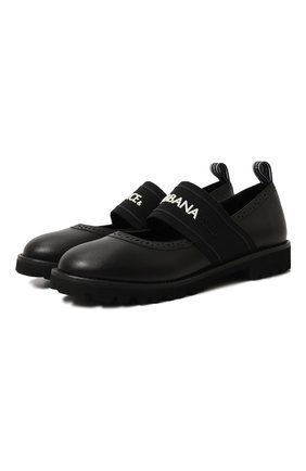 Детские кожаные туфли DOLCE & GABBANA черного цвета по цене 26200 руб., арт. D10960/AW087/37-39 | Фото 1 Детские кожаные туфли DOLCE & GABBANA черного цвета, арт. D10960/AW087/37-39 | Фото 1
