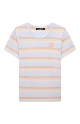 Детская хлопковая футболка ACNE STUDIOS голубого цвета по цене 5675 руб., арт. DL0020 | Фото 1 Детская хлопковая футболка ACNE STUDIOS голубого цвета, арт. DL0020 | Фото 1