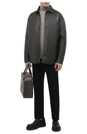 Мужская кожаная рубашка BOTTEGA VENETA темно-зеленого цвета по цене 383000 руб., арт. 663218/V16H0 | Фото 2 Мужская кожаная рубашка BOTTEGA VENETA темно-зеленого цвета, арт. 663218/V16H0 | Фото 2