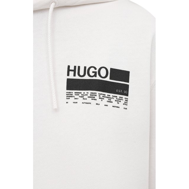 Хлопковое худи HUGO 50456044, цвет белый, размер 50 - фото 5