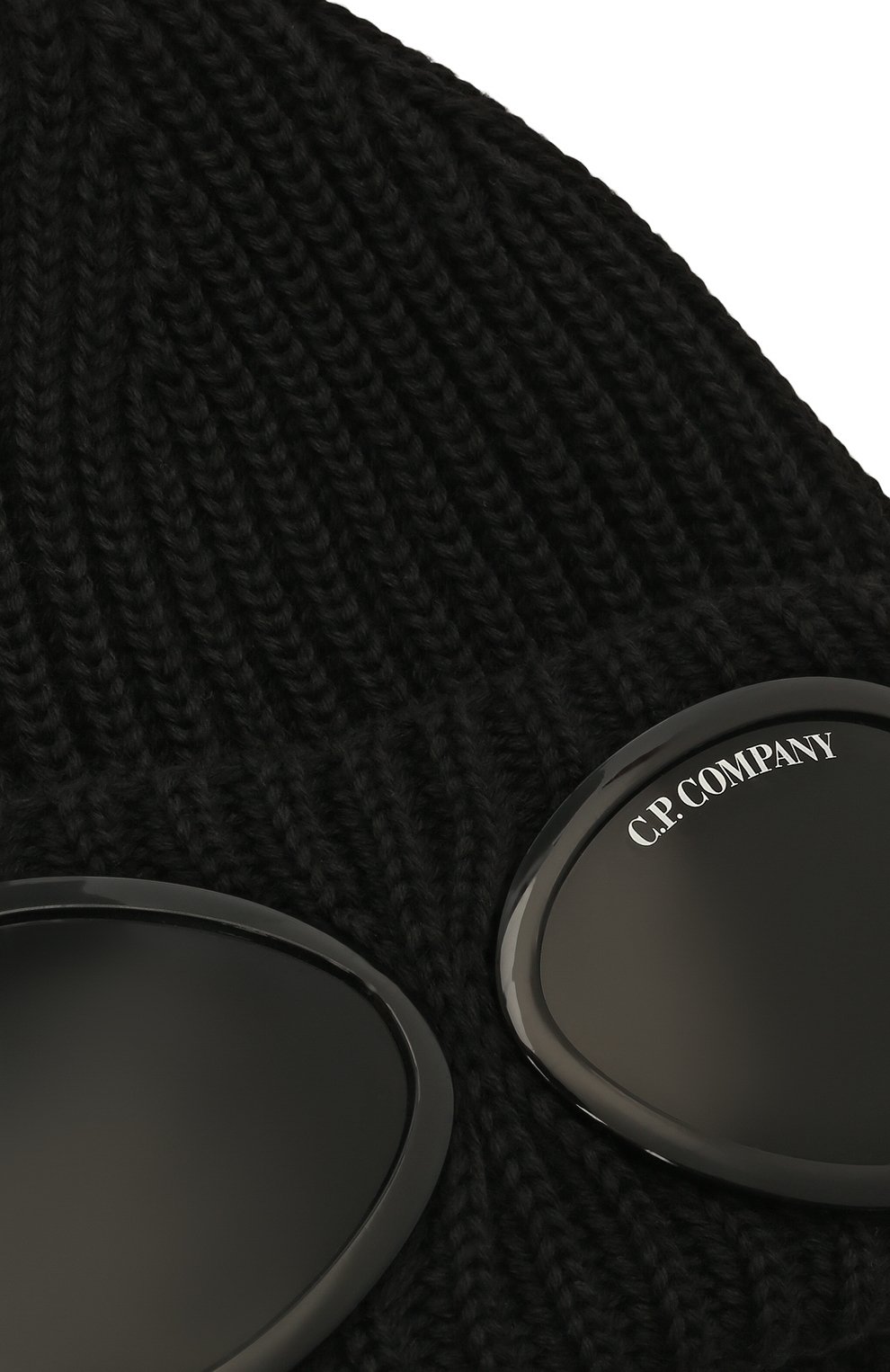 Мужская шерстяная шапка C.P. COMPANY черного цвета, арт. 11CMAC122A-005509A | Фото 3 (Материал: Текстиль, Шерсть; Кросс-КТ: Трикотаж)