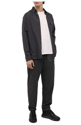 Мужские кожаные кроссовки SANTONI темно-серого цвета по цене 39800 руб., арт. MBIM21611ANETDYEN50 | Фото 2 Мужские кожаные кроссовки SANTONI темно-серого цвета, арт. MBIM21611ANETDYEN50 | Фото 2