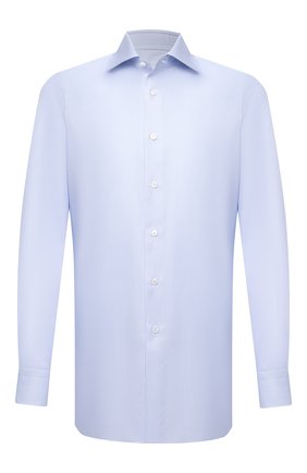 Мужская хлопковая сорочка BRIONI голубого цвета по цене 46950 руб., арт. RCA10M/0104L | Фото 1 Мужская хлопковая сорочка BRIONI голубого цвета, арт. RCA10M/0104L | Фото 1 (Длина (для топов): Стандартные; Рукава: Длинные; Материал внешний: Хлопок; Воротник: Акула; Случай: Формальный; Стили: Классический; Рубашки М: Slim Fit; Манжеты: На пуговицах; Принт: Клетка)