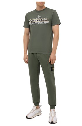 Мужская хлопковая футболка STONE ISLAND хаки цвета по цене 12200 руб., арт. 75152NS82 | Фото 2 Мужская хлопковая футболка STONE ISLAND хаки цвета, арт. 75152NS82 | Фото 2