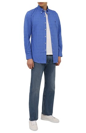 Мужская хлопковая рубашка POLO RALPH LAUREN синего цвета по цене 10950 руб., арт. 710767399/4118 | Фото 2 Мужская хлопковая рубашка POLO RALPH LAUREN синего цвета, арт. 710767399/4118 | Фото 2