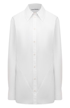 Женская хлопковая рубашка ACNE STUDIOS белого цвета по цене 33450 руб., арт. AC0414 | Фото 1 Женская хлопковая рубашка ACNE STUDIOS белого цвета, арт. AC0414 | Фото 1 (Материал внешний: Хлопок; Стили: Минимализм; Принт: Без принта; Женское Кросс-КТ: Рубашка-одежда; Рукава: Длинные; Длина (для топов): Удлиненные)