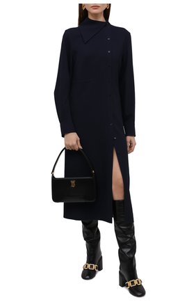 Женское шерстяное платье JIL SANDER темно-синего цвета по цене 144000 руб., арт. JSPT503205-WT201800 | Фото 2 Женское шерстяное платье JIL SANDER темно-синего цвета, арт. JSPT503205-WT201800 | Фото 2 (Длина Ж (юбки, платья, шорты): Миди; Материал внешний: Шерсть; Рукава: Длинные; Стили: Минимализм; Случай: Повседневный; Женское Кросс-КТ: Платье-одежда)