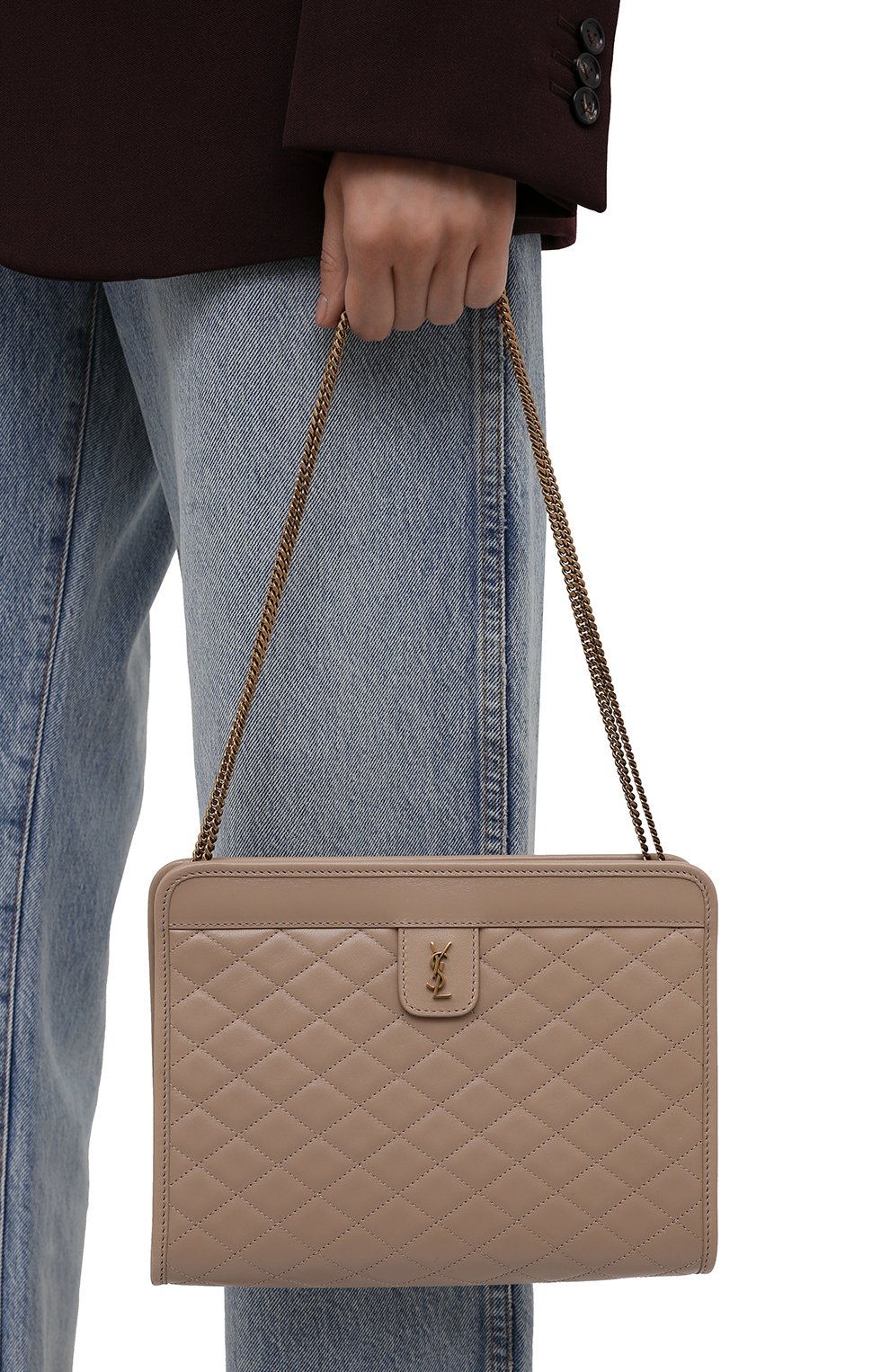 Женская сумка victoire SAINT LAURENT бежевого цвета по цене 109000 руб., арт. 657361/18V07 | Фото 2 Женская сумка victoire SAINT LAURENT бежевого цвета, арт. 657361/18V07 | Фото 2 (Сумки-технические: Сумки через плечо; Ремень/цепочка: С цепочкой; Размер: medium, small; Материал: Натуральная кожа)