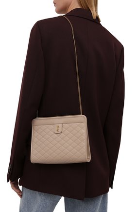 Женская сумка victoire SAINT LAURENT бежевого цвета по цене 109000 руб., арт. 657361/18V07 | Фото 5 Женская сумка victoire SAINT LAURENT бежевого цвета, арт. 657361/18V07 | Фото 5 (Сумки-технические: Сумки через плечо; Ремень/цепочка: С цепочкой; Размер: medium, small; Материал: Натуральная кожа)