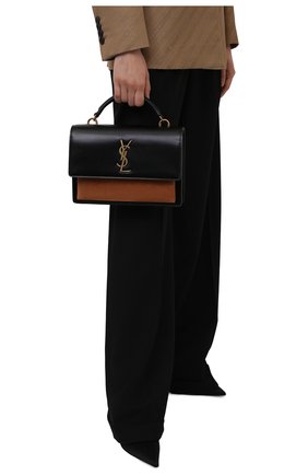 Женская сумка sunset medium SAINT LAURENT черного цвета, арт. 634723/1EK6W | Фото 2 (Ремень/цепочка: На ремешке; Материал: Натуральная кожа; Сумки-технические: Сумки top-handle; Размер: medium)