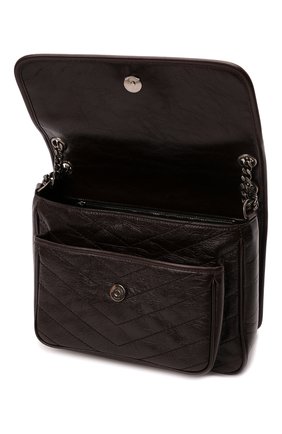 Женская сумка niki medium SAINT LAURENT темно-коричневого цвета, арт. 633158/1YG04 | Фото 4 (Сумки-технические: Сумки через плечо; Ремень/цепочка: С цепочкой, На ремешке; Размер: medium; Материал: Натуральная кожа)
