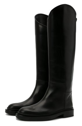 Женские кожаные сапоги JIL SANDER черного цвета по цене 105500 руб., арт. JS35043A-14030 | Фото 1 Женские кожаные сапоги JIL SANDER черного цвета, арт. JS35043A-14030 | Фото 1 (Материал внутренний: Натуральная кожа; Высота голенища: Высокие; Каблук высота: Низкий; Подошва: Платформа; Каблук тип: Устойчивый)