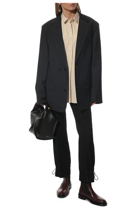 Женские комбинированные ботинки JIL SANDER темно-бордового цвета по цене 79400 руб., арт. JS36050B-14032 | Фото 2 Женские комбинированные ботинки JIL SANDER темно-бордового цвета, арт. JS36050B-14032 | Фото 2 (Каблук высота: Низкий; Подошва: Платформа; Материал внутренний: Натуральная кожа; Женское Кросс-КТ: Челси-ботинки)