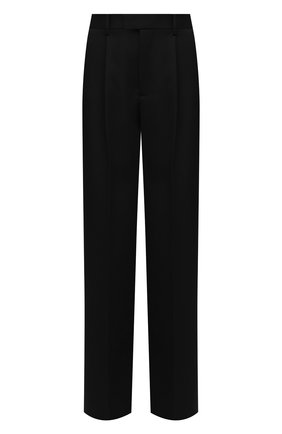 Женские шерстяные брюки BOTTEGA VENETA черного цвета, арт. 668760/VKIS0 | Фото 1 (Длина (брюки, джинсы): Удлиненные; Материал внешний: Шерсть; Стили: Гламурный; Женское Кросс-КТ: Брюки-одежда; Силуэт Ж (брюки и джинсы): Широкие)