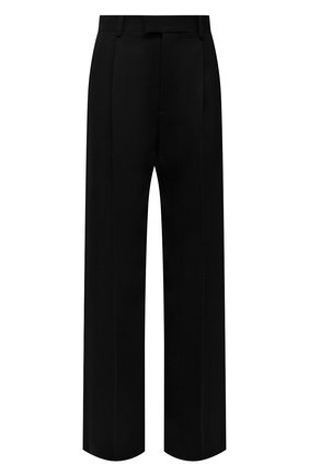 Женские шерстяные брюки BOTTEGA VENETA черного цвета, арт. 668760/V0B20 | Фото 1 (Материал внешний: Шерсть; Длина (брюки, джинсы): Удлиненные; Стили: Гламурный; Женское Кросс-КТ: Брюки-одежда; Силуэт Ж (брюки и джинсы): Широкие)