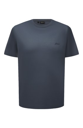 Мужская хлопковая футболка BRIONI синего цвета по цене 28800 руб., арт. UJCA0L/PZ600 | Фото 1 Мужская хлопковая футболка BRIONI синего цвета, арт. UJCA0L/PZ600 | Фото 1 (Материал внешний: Хлопок; Рукава: Короткие; Принт: Без принта; Стили: Кэжуэл; Длина (для топов): Стандартные)