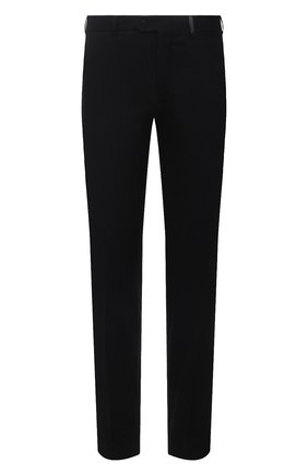 Мужские брюки из шерсти и кашемира BRIONI черного цвета, арт. RPN20M/08AB3/GSTAAD | Фото 1 (Материал подклада: Синтетический материал, Хлопок; Материал внешний: Шерсть; Случай: Формальный; Стили: Классический; Длина (брюки, джинсы): Стандартные)