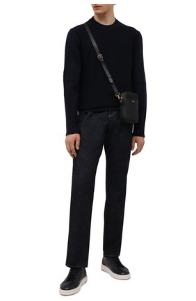 Мужские кожаные кеды SANTONI темно-синего цвета по цене 43900 руб., арт. MBCD21547BARRABEU60 | Фото 2 Мужские кожаные кеды SANTONI темно-синего цвета, арт. MBCD21547BARRABEU60 | Фото 2