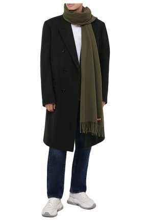 Мужской шерстяной шарф ACNE STUDIOS хаки цвета по цене 11400 руб., арт. CA0086/M | Фото 2 Мужской шерстяной шарф ACNE STUDIOS хаки цвета, арт. CA0086/M | Фото 2