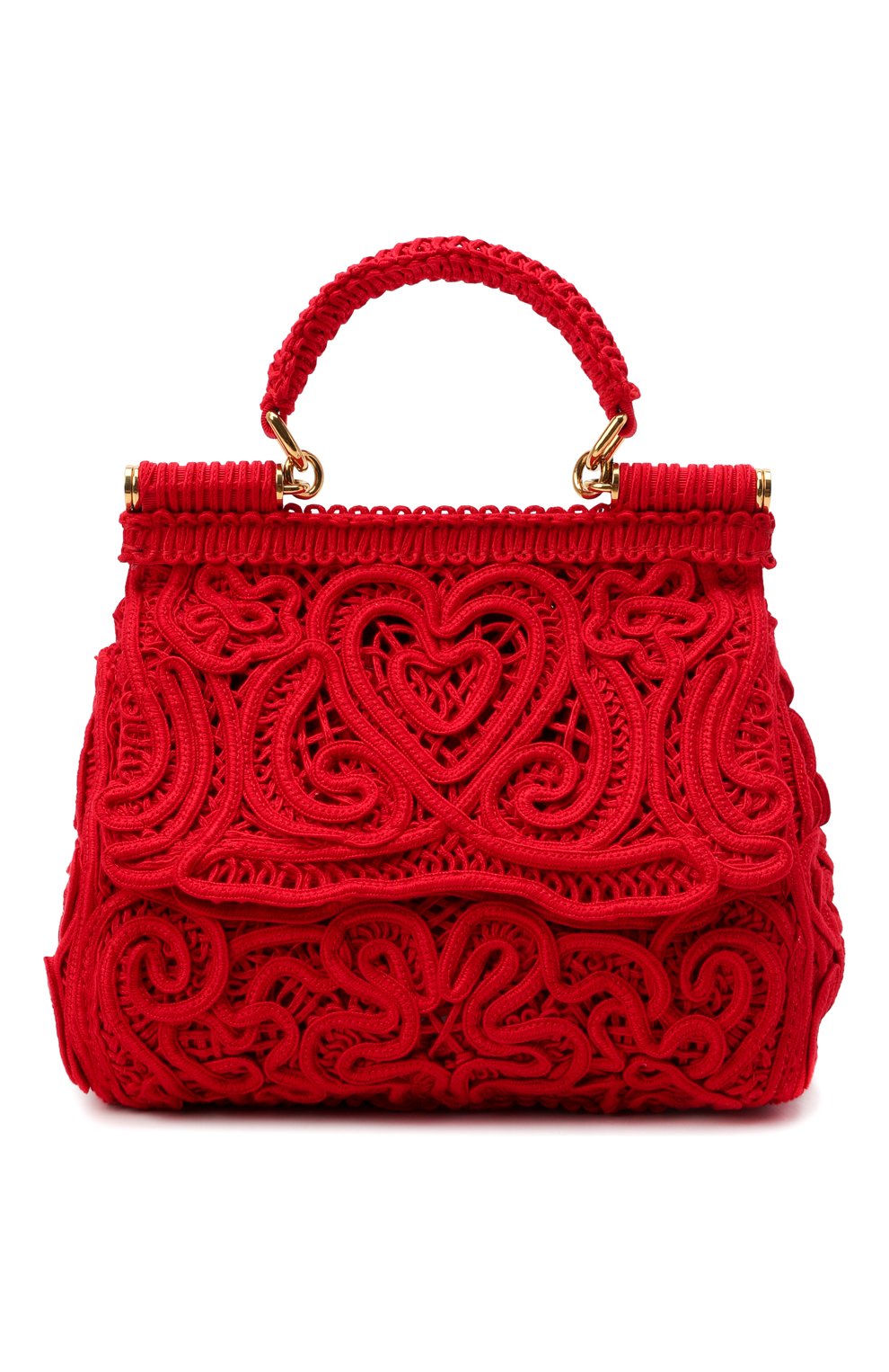 Женская сумка sicily small DOLCE & GABBANA красного цвета, арт. BB6003/AW717 | Фото 1 (Женское Кросс-КТ: Вечерняя сумка; Сумки-технические: Сумки top-handle; Ремень/цепочка: На ремешке; Материал: Текстиль; Размер: small)