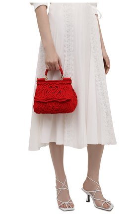 Женская сумка sicily small DOLCE & GABBANA красного цвета по цене 169500 руб., арт. BB6003/AW717 | Фото 2 Женская сумка sicily small DOLCE & GABBANA красного цвета, арт. BB6003/AW717 | Фото 2 (Женское Кросс-КТ: Вечерняя сумка; Сумки-технические: Сумки top-handle; Ремень/цепочка: На ремешке; Материал: Текстиль; Размер: small)
